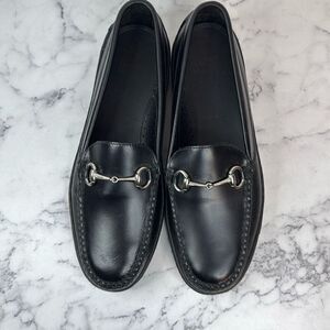 T.B. Phelps Black Leather Horsebit Driving Loafer 8